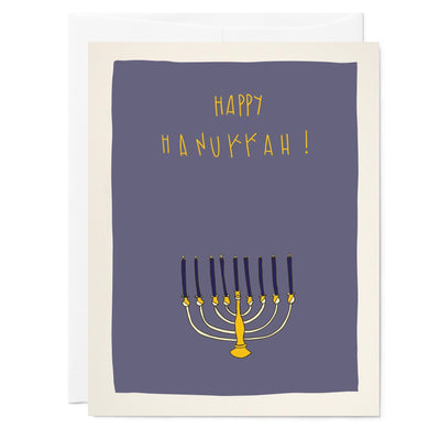Illustrated holiday greeting card with menorah.