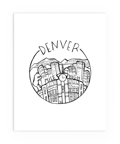 Denver, Colorado Line Drawing Print