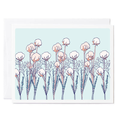 Illustrated greeting card cotton fields