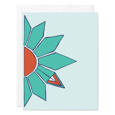 Illustrated greeting card of geometric flower