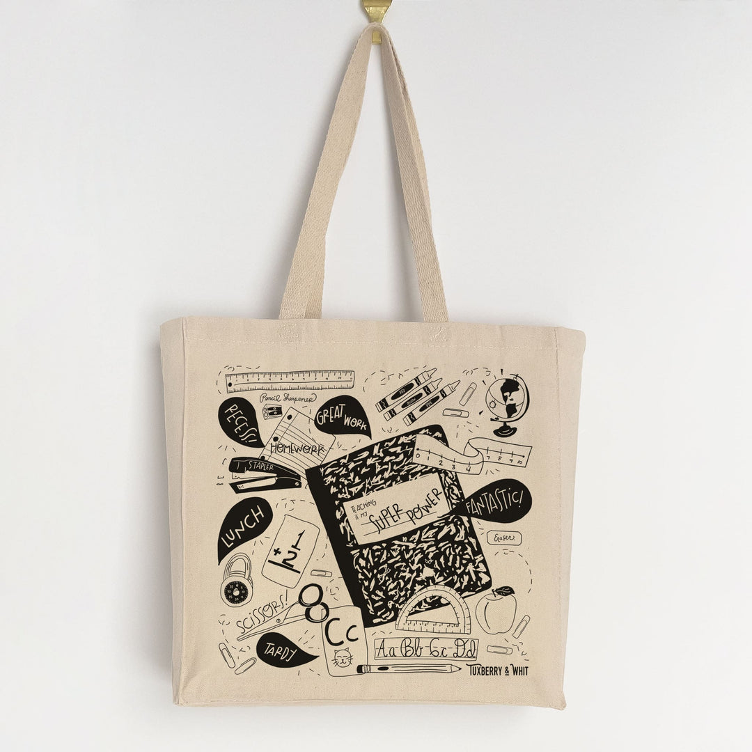 Teacher Themed Tote Bag – Artist-Designed USA-Printed