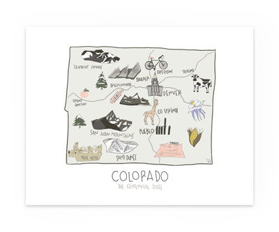 Illustrated Colorado Art Print