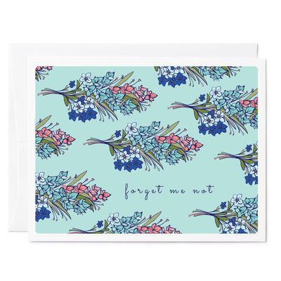 Illustrated greeting card forget me nots flowers