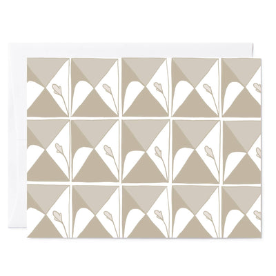 Illustrated greeting card floral geometric pattern tan