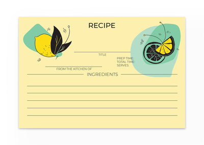Recipe card with vibrant, retro-inspired citrus design
