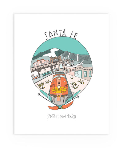 Illustrated Santa Fe Art Print